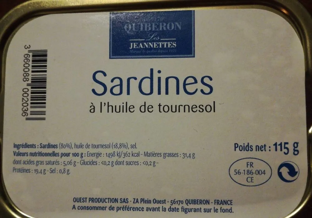 Sardines à l'huile de tournesol