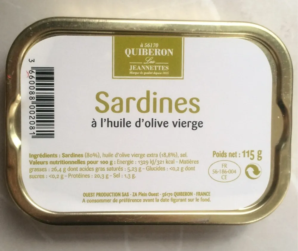 Sardines a l'huile d'olive vierge