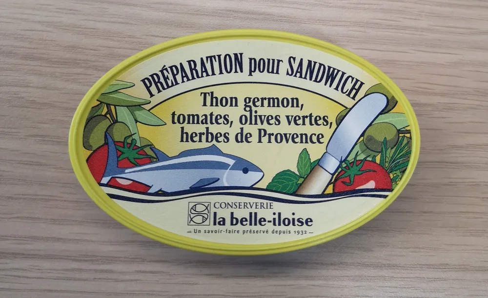 Préparation pour sandwich  Thon germon, tomates, olives vertes, herbes de Provence