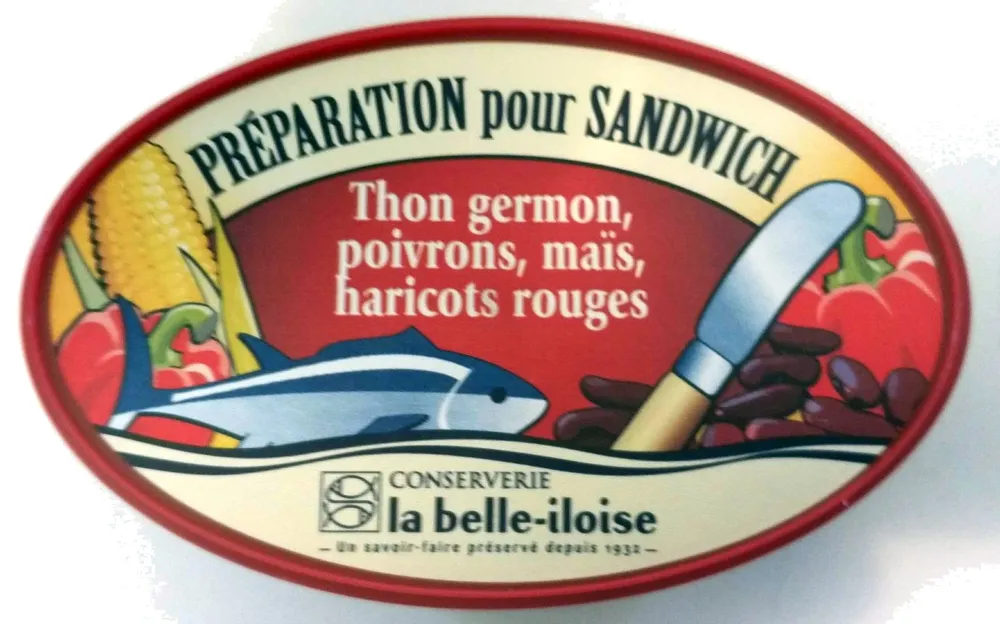 Préparation pour sandwich Thon germon, poivrons, maïs, haricots rouges