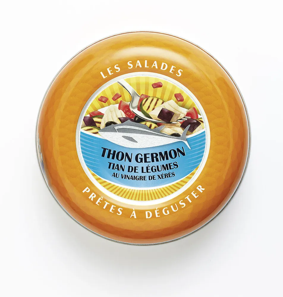 Salade prête à déguster de thon germon, tian de légumes au vinaigre de Xérès