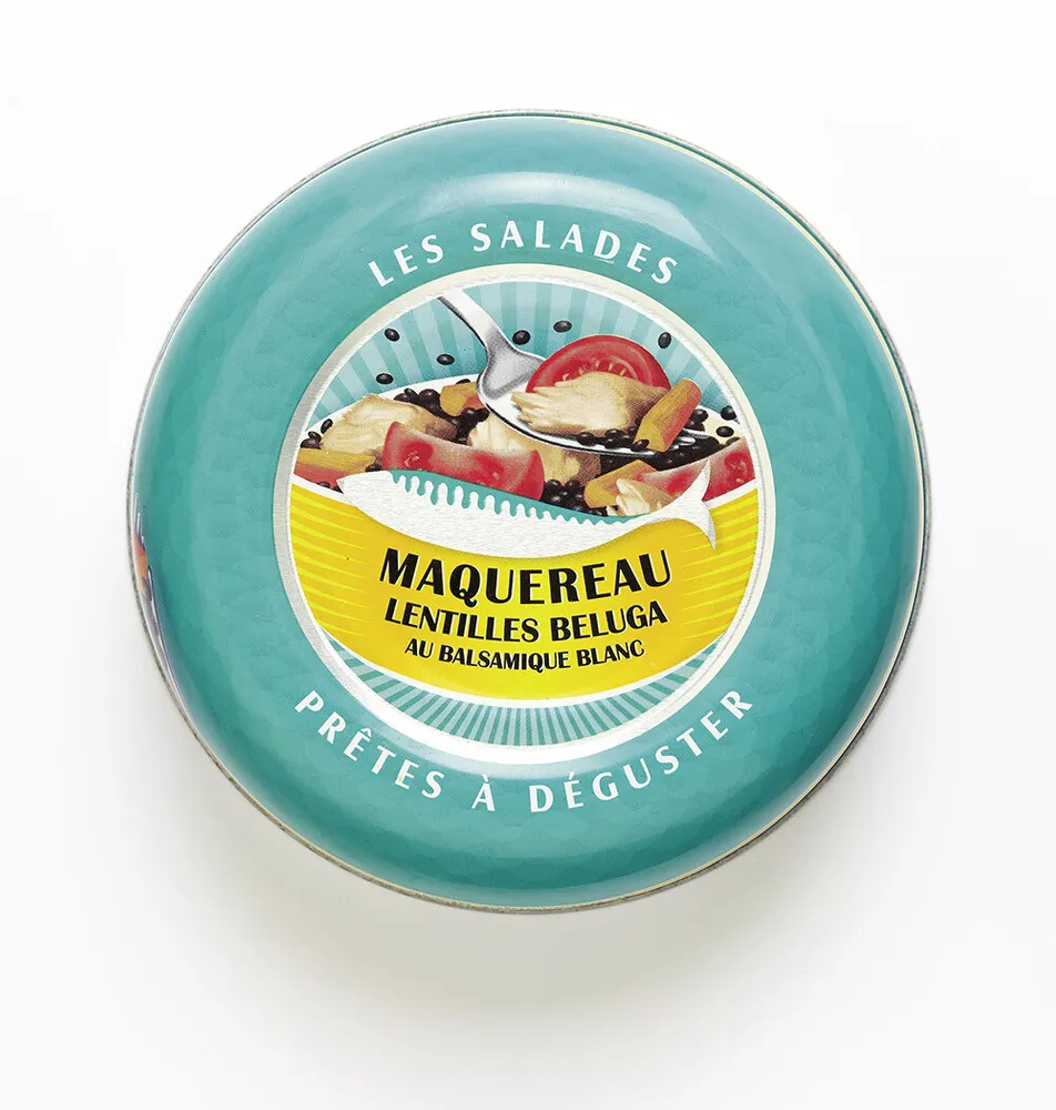 Salade prête à déguster de maquereau, lentilles béluga au balsamique blanc