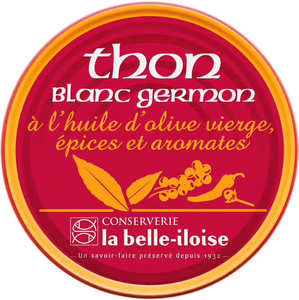 Thon blanc Germon, huile d’olive vierge, épices et aromates