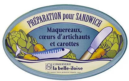 Préparation pour sandwich maquereaux, cœurs d'artichauts et carottes