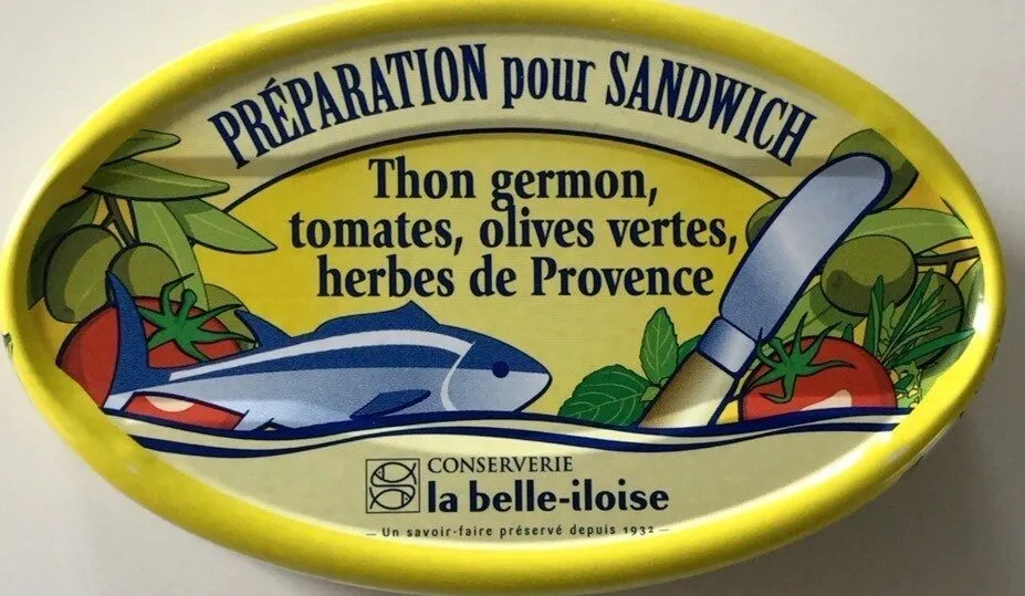 Préparation pour sandwich, thon germon, tomate, olives vertes…