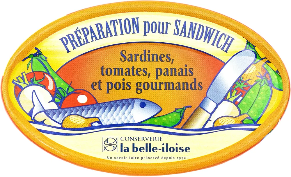 Préparation pour sandwich sardines, tomates, panais et pois gourmands