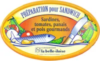 Préparation pour sandwich sardines, tomates, panais et pois gourmands