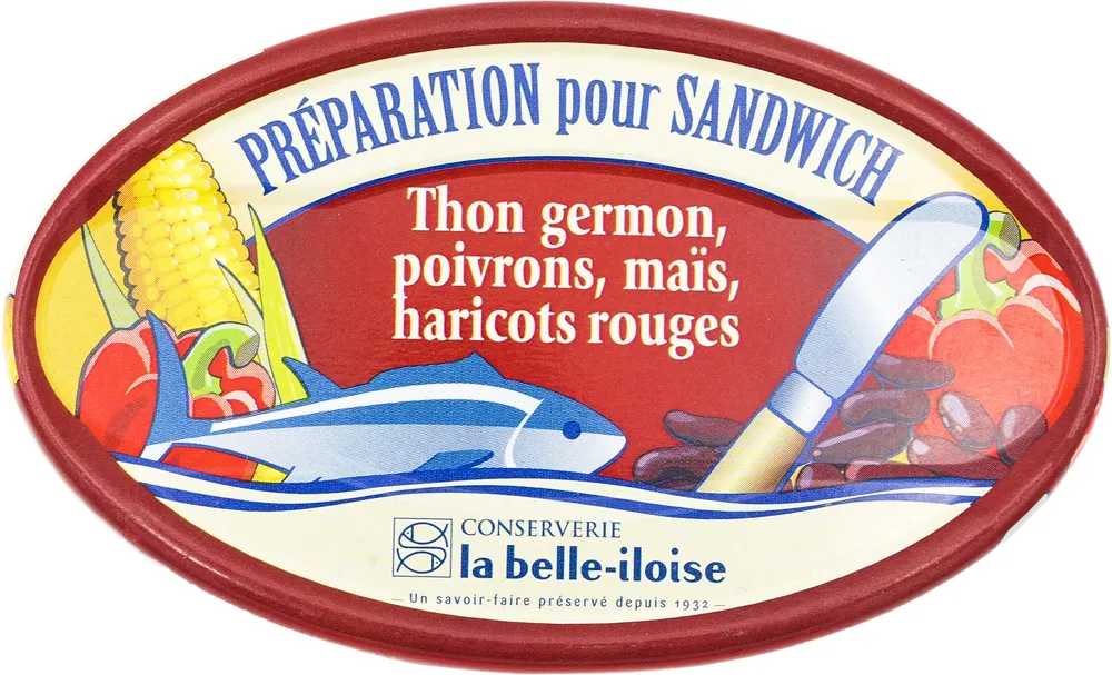Préparation pour sandwich thon germon, poivrons, maïs et haricots rouges