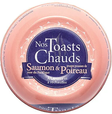 Nos toasts chauds saumon rose du Pacifique & jeunes pousses de poireau