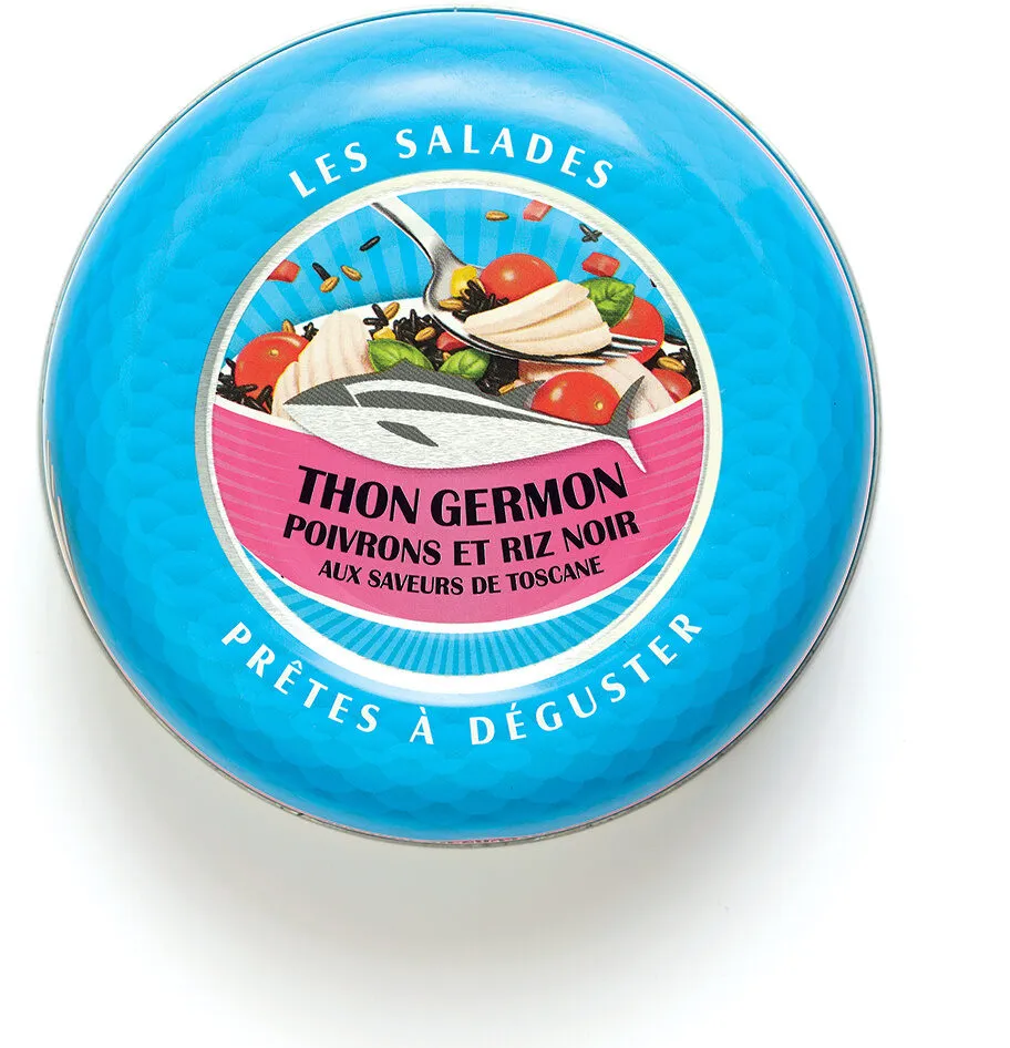 Ma salade poivrons, petit épeautre, riz noir et thon germon