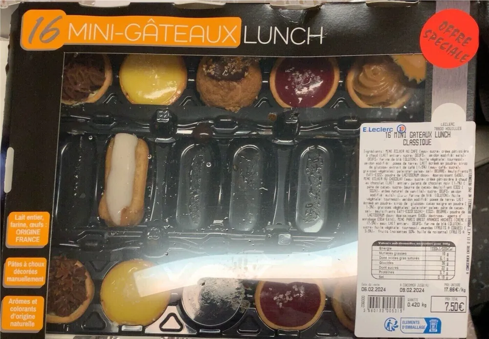 16 mini gateaux lunch classique