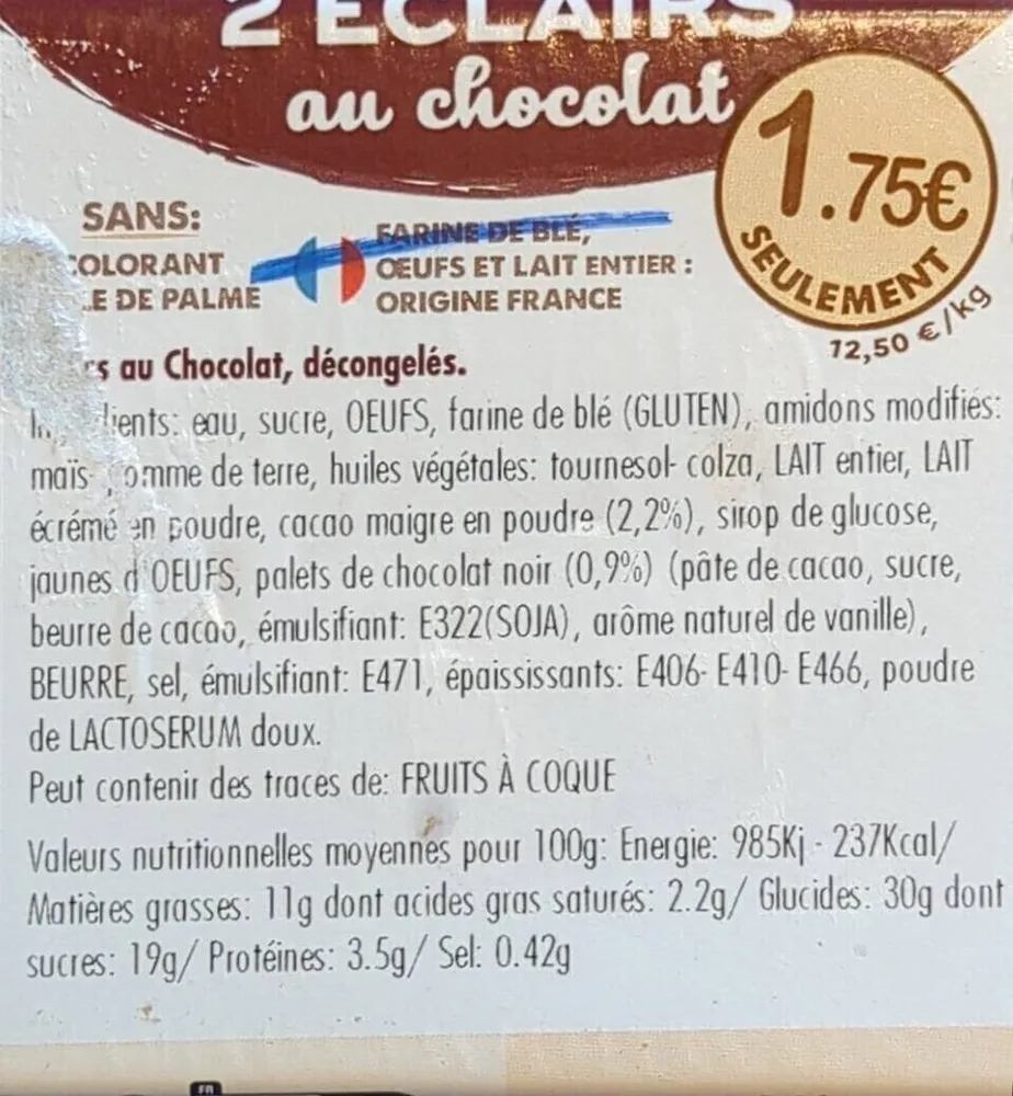 2 éclairs au chocolat
