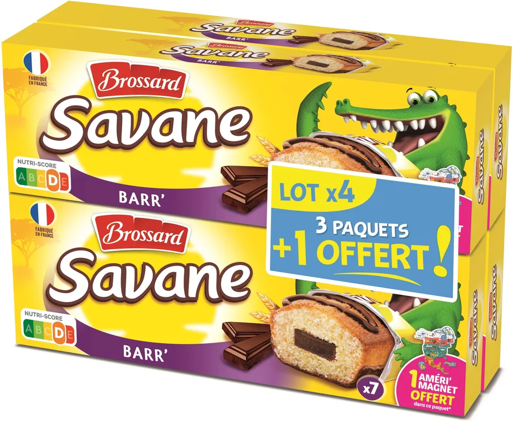 Brossard - lot de 3 savane pocket x 7 barr' chocolat + 1 paquet offert - 756gr