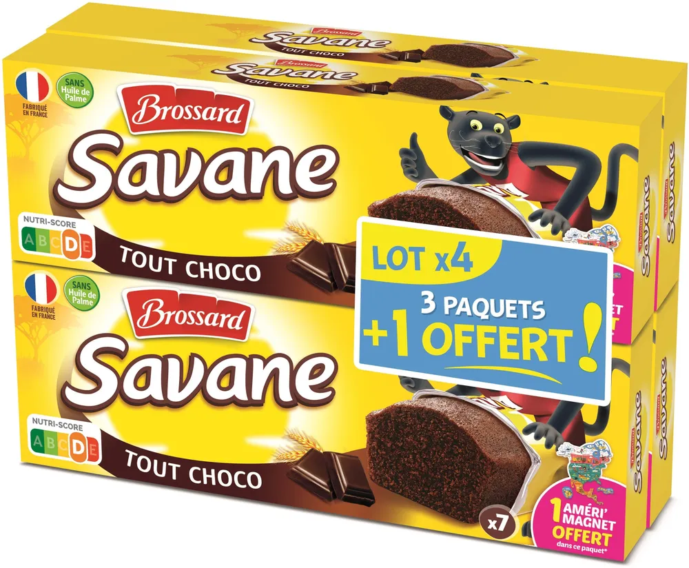 Brossard - lot de 3 savane pocket x 7 tout chocolat + 1 paquet offert - 840gr