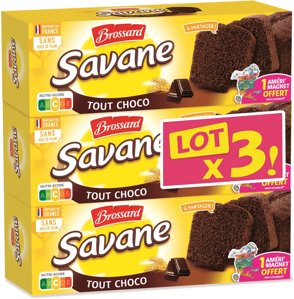 Brossard - lot 3 savane tout chocolat 310 g