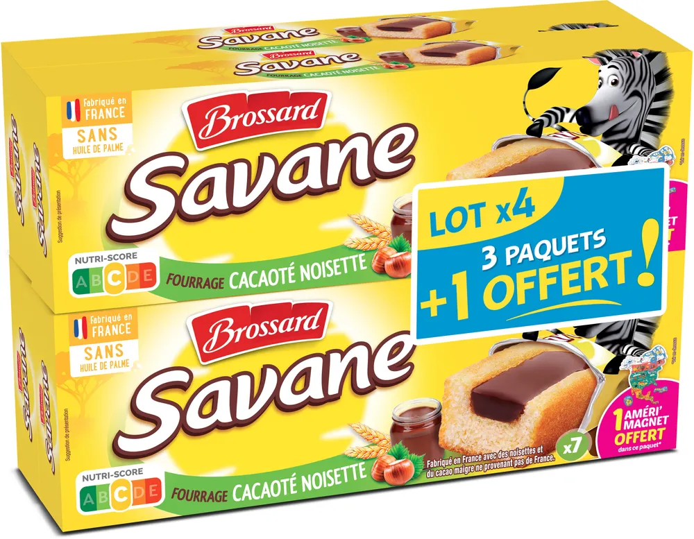 Brossard - lot de 3 savane pocket x 7 cacao noisettes + 1 paquet offert - 756gr