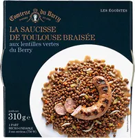 La saucisse de Toulouse braisée aux lentilles vertes du Berry