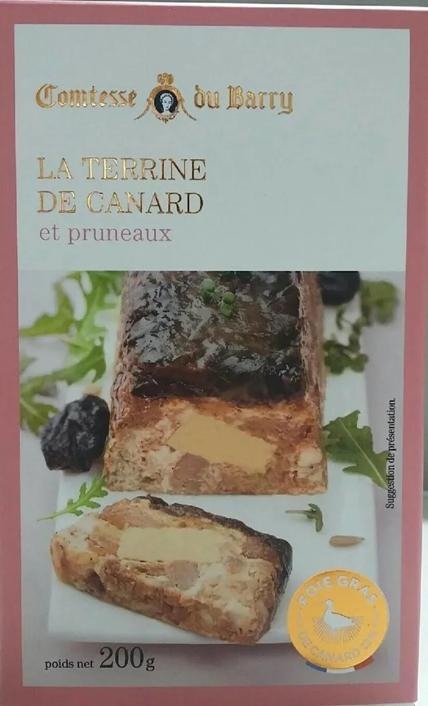 La Terrine de canard et pruneaux. Foie gras de canard 12%