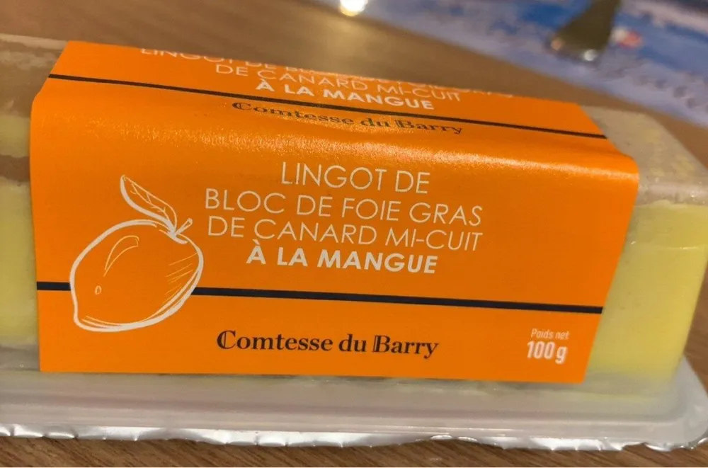 Lingot de bloc de foie gras à la mangue