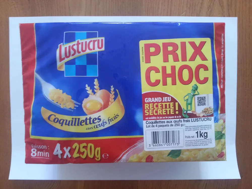Coquillettes aux œufs frais (Lot de 4 paquets de 250 g)