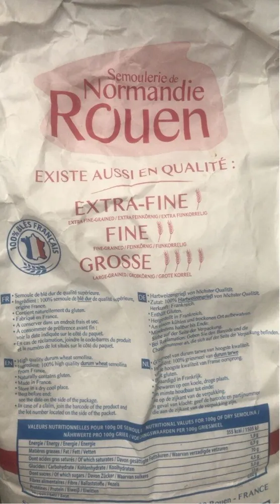 Semoule de blé dur de qualité supérieure moyenne