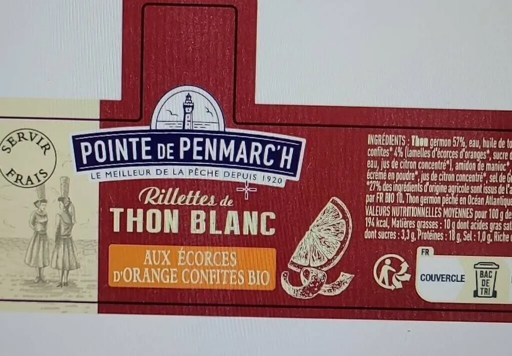 Rillettes de thon blanc aux écorces d'orange confite bio