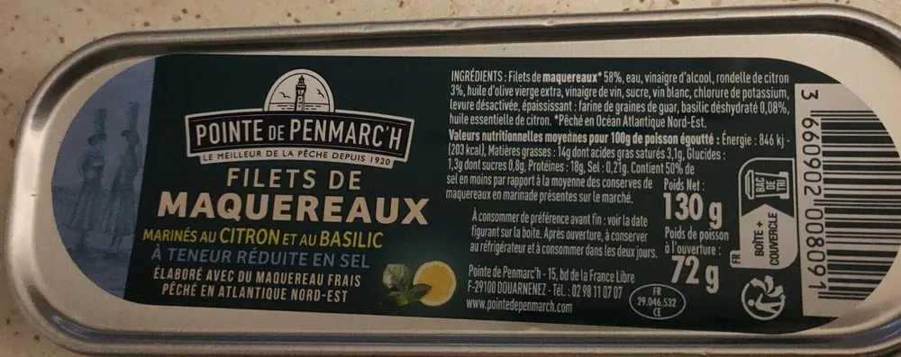 Filets de maquereaux marinés au citron et au basilic