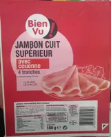 Jambon cuit supérieur avec couenne 4 tranches