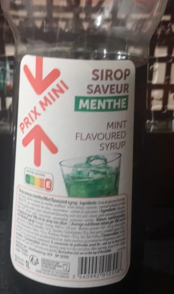 Sirop saveur menthe