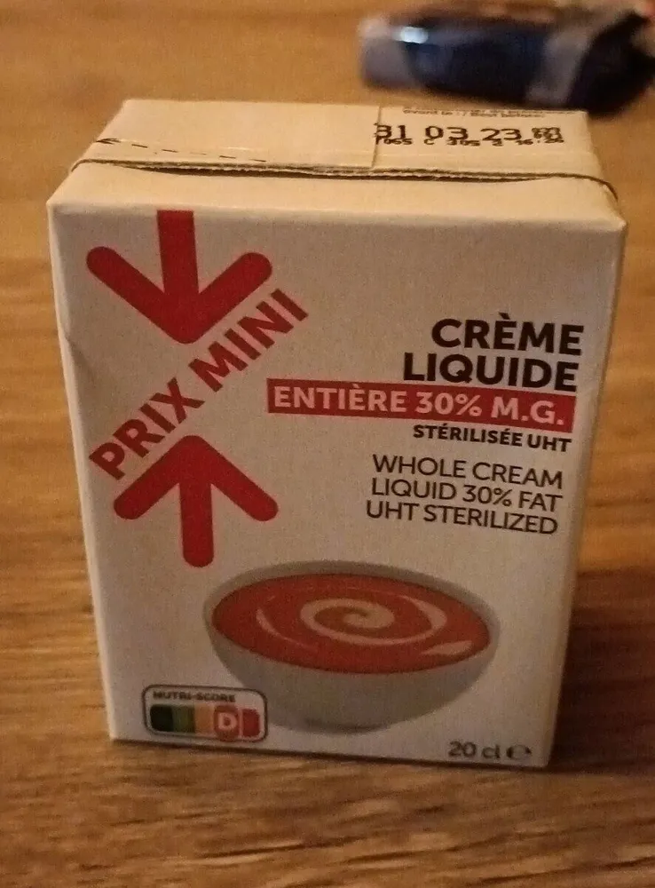 Crème liquide entière 30% MG