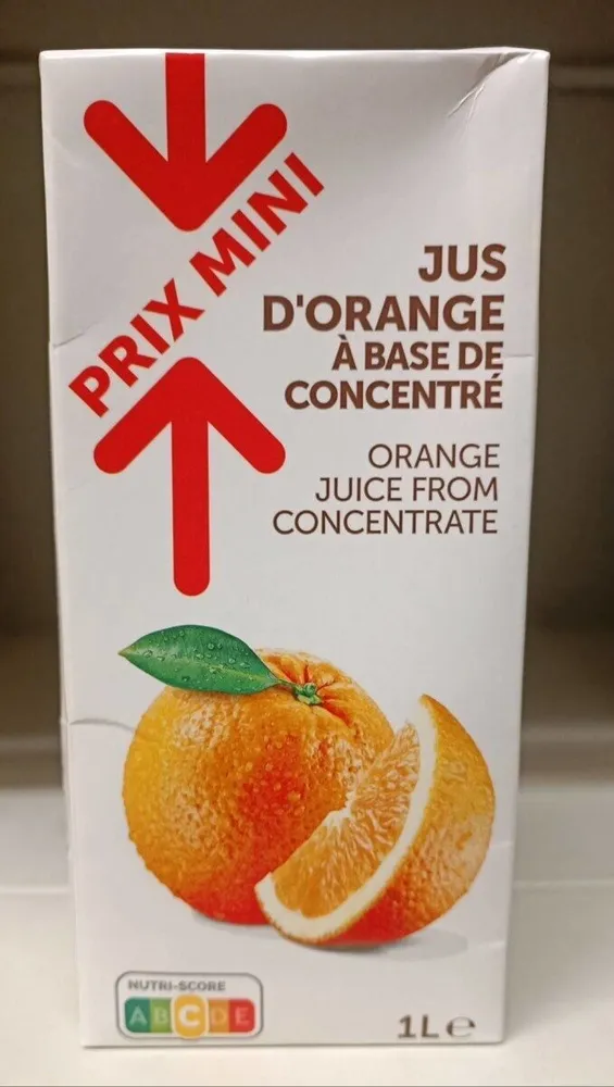 Jus d'orange à base de concentré