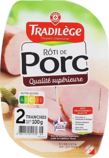 Roti de porc cuit 2 tranches