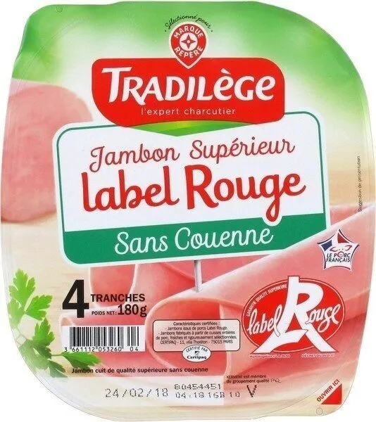 Jambon Supérieur, Sans Couenne (4 Tranches)