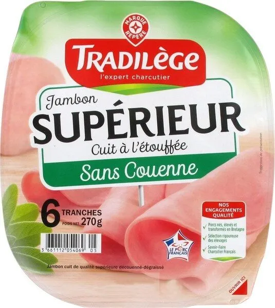 Jambon supérieur découenné dégraissé 6 tranches