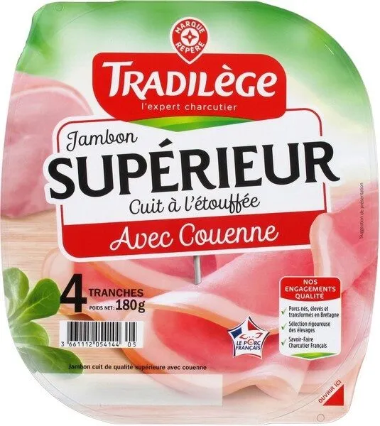 Jambon supérieur avec couenne 4 tranches