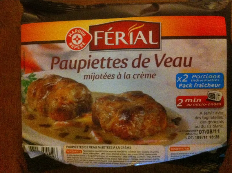 Férial - Paupiettes de veau mijotées à la crème