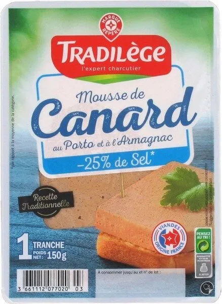 Mousse de canard au porto et à l'armagnac -25% de sel en moins