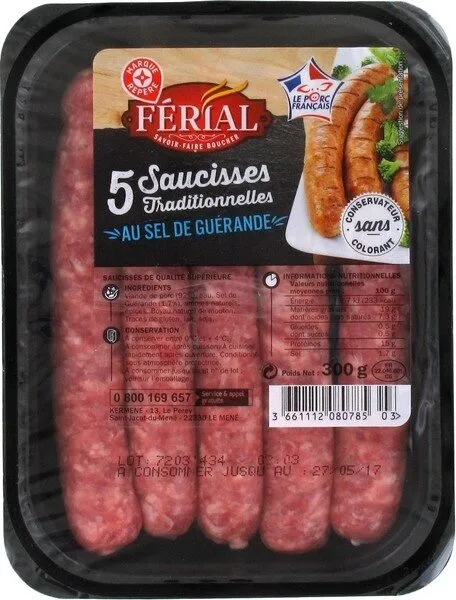 Saucisses traditionnelles au sel de Guérande x 5