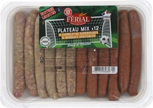 Assortiment : 6 chipolatas + 6 merguez