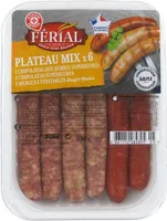 Plateau mix (2 chipolatas nature - 2 merguez - 2 chipolatas aux herbes)