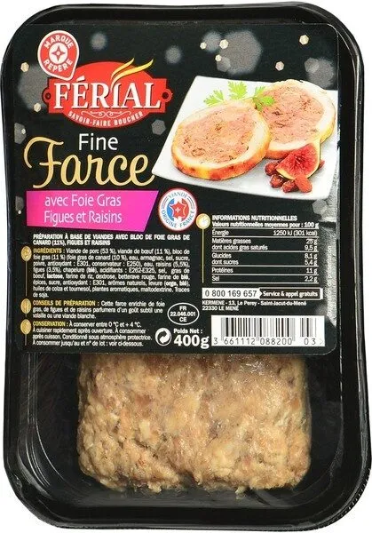 Farce fine avec foie gras, figues et raisins