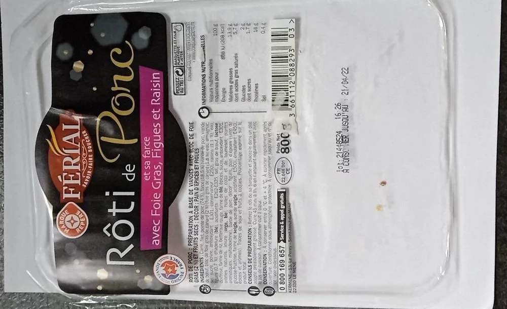 Rôti de porc et sa farce avec foie gras figues et raisin