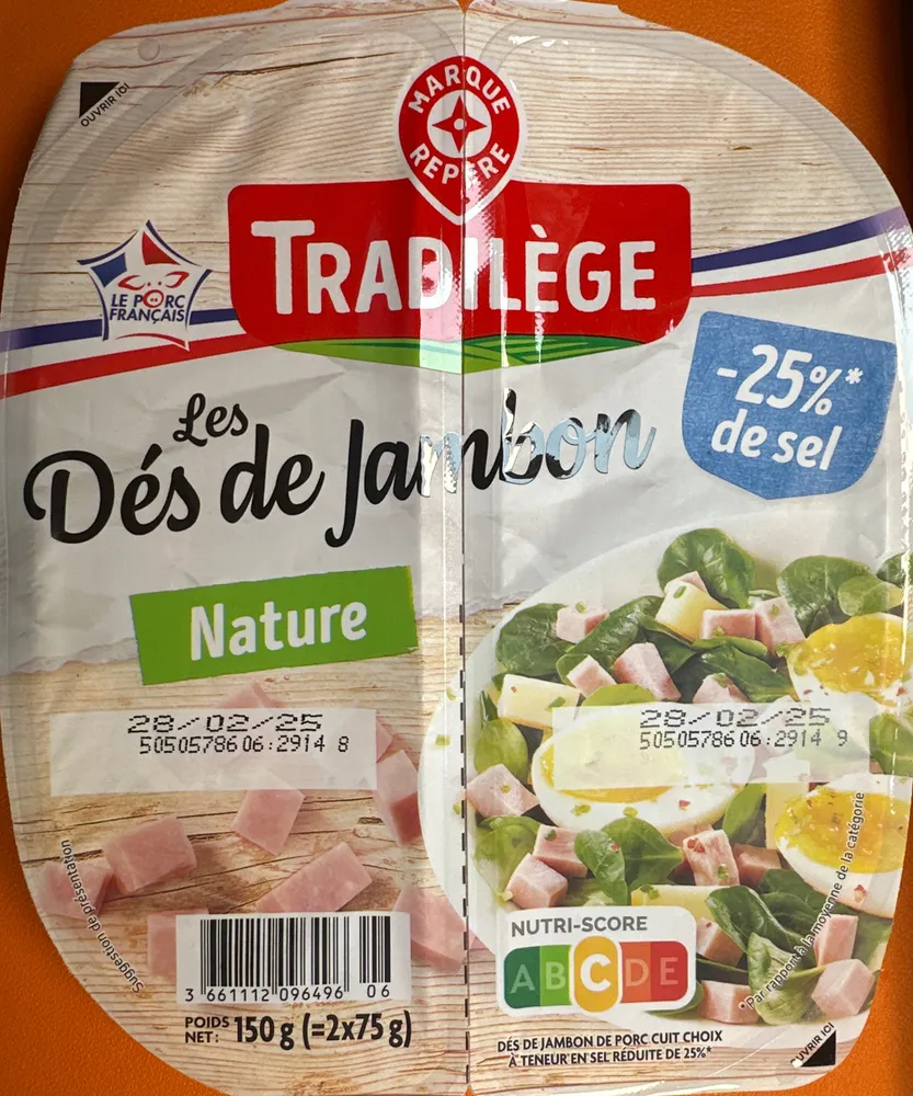 Dés de jambon - 25% de sel
