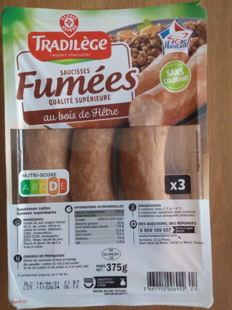 Saucisses fumées x 3