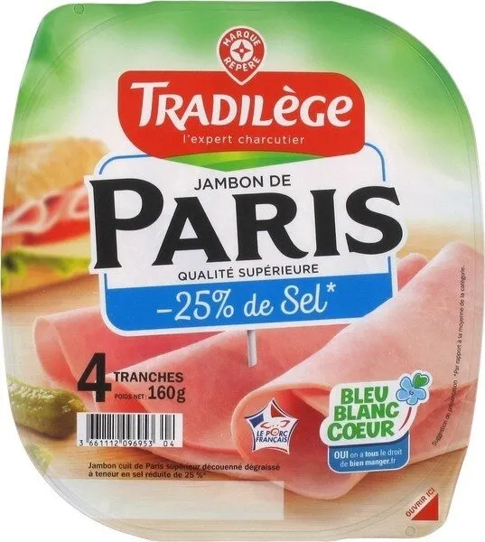 Jambon de Paris supérieur 25% de sel en moins x 4 tranches