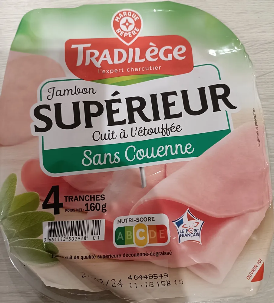 Jambon supérieur Cuit à l'étouffée Sans couenne