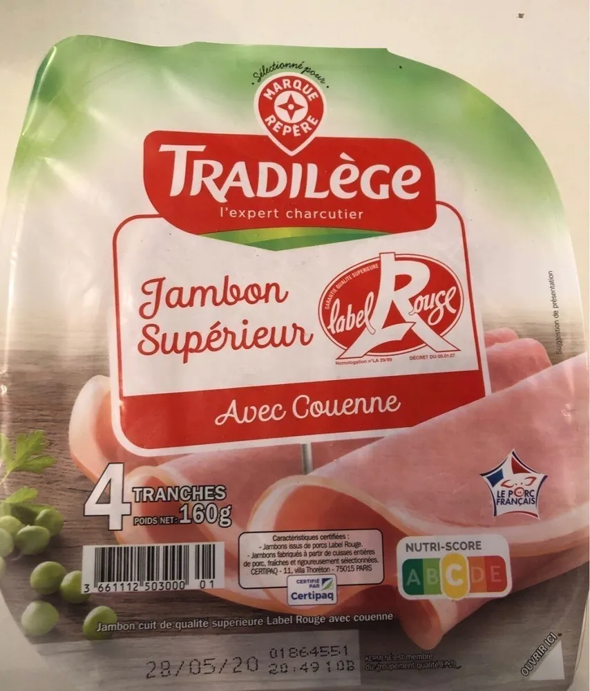 Jambon supérieur avec couenne label rouge