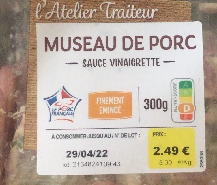 Museau de porc sauce vinaigrette