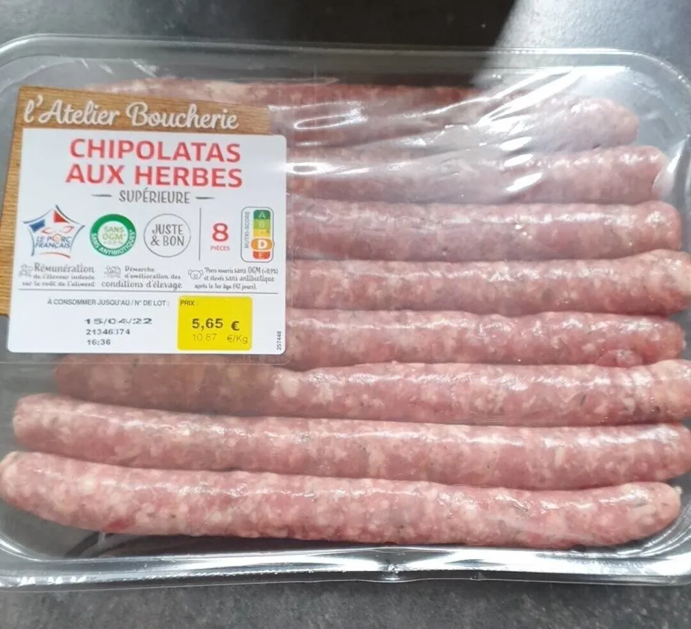 Chipolatas qualité supérieure aux herbes