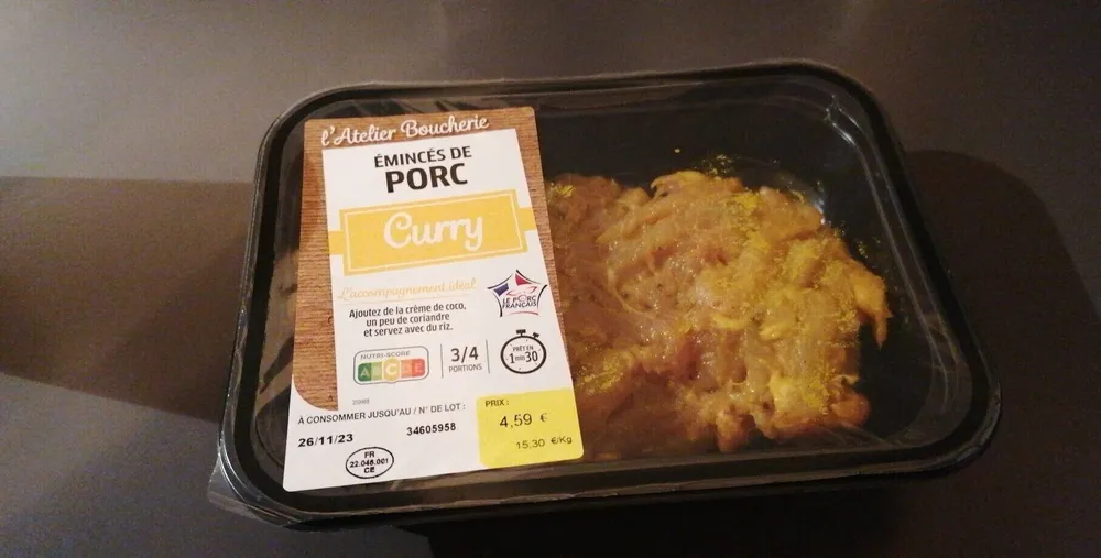 Émincés de porc au curry